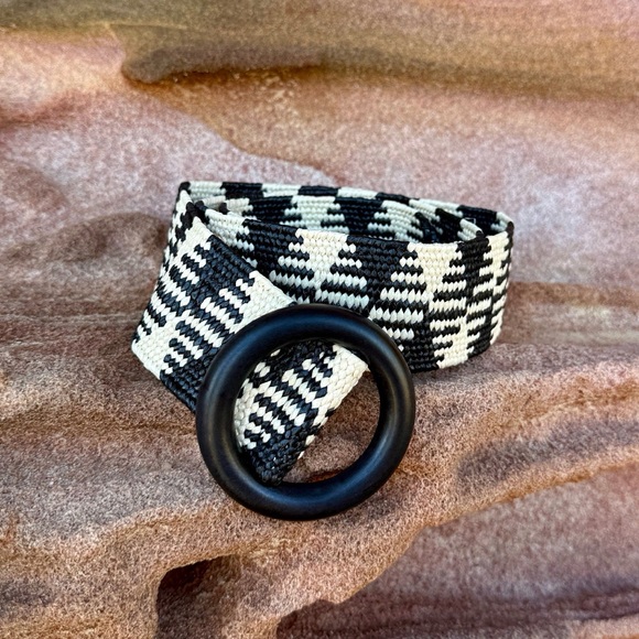 Accessories - Black and White Woven Belt